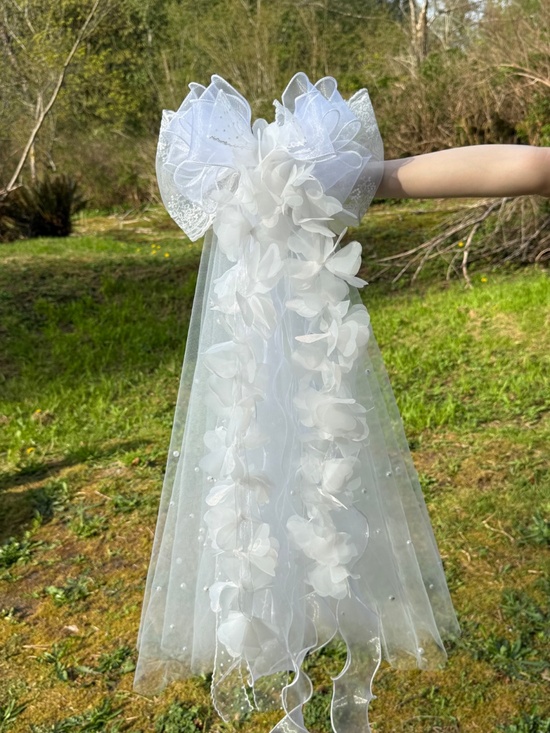 Wedding veil, tulle pearl veil, lace wedding veil main image 4